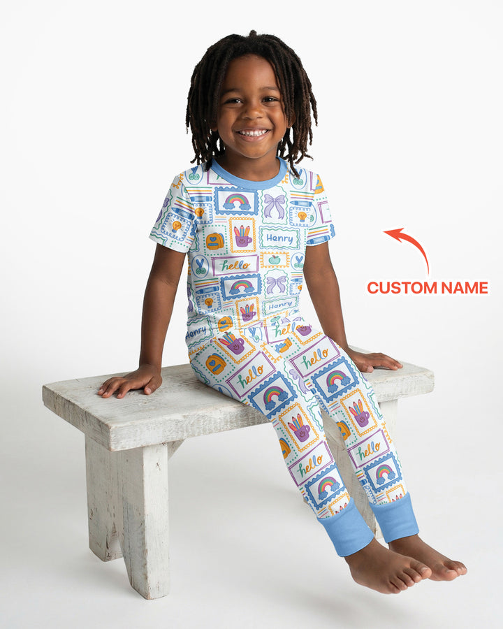CUSTOM Template Bamboo Two Piece Short Sleeve Pyjamas Set