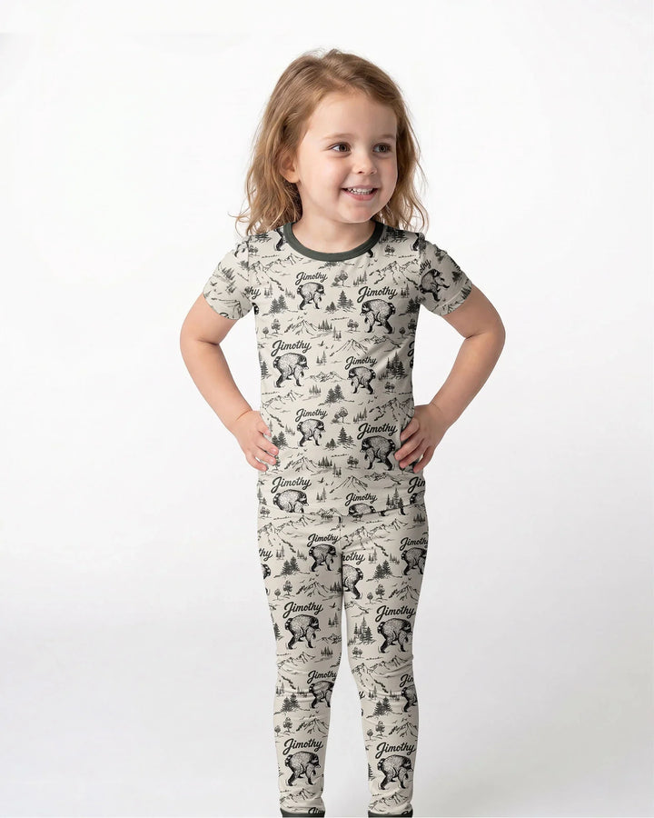 Vintage Jimothy Racoon Family Matching Bamboo Two Piece Short Sleeve Pajama Set