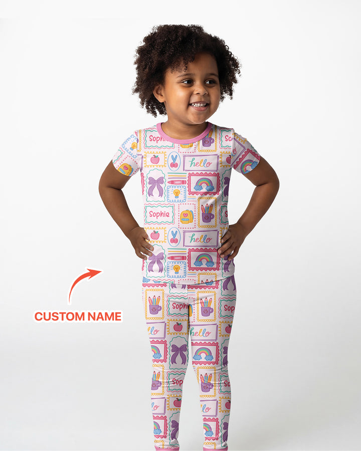 CUSTOM Template Bamboo Two Piece Short Sleeve Pyjamas Set