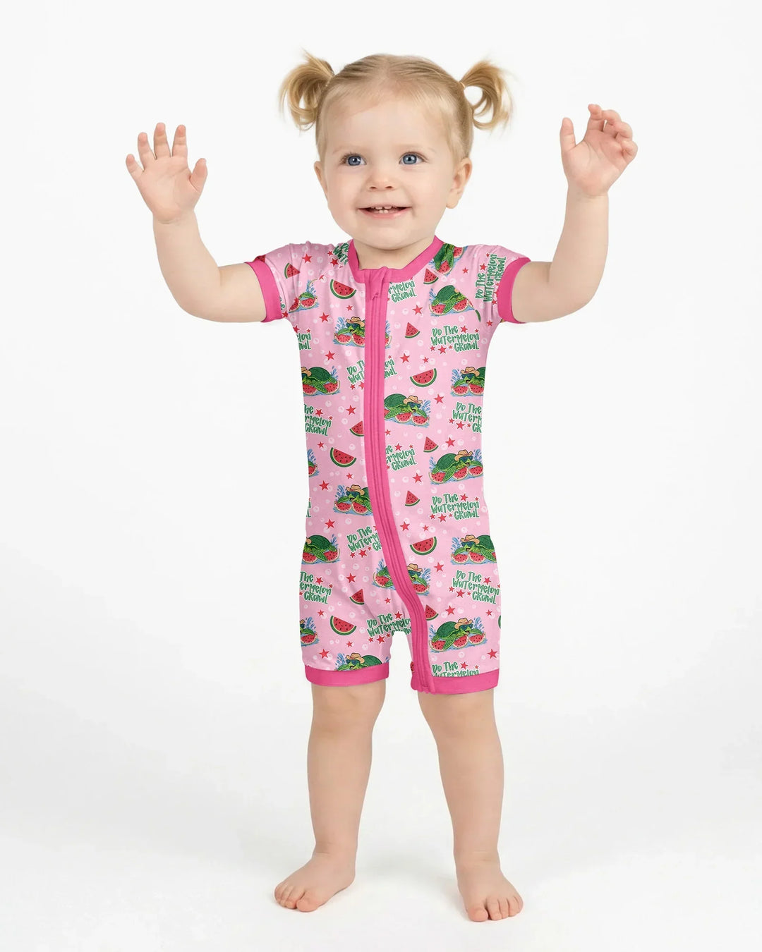 Watermelon Turtle Family Matching Bamboo Shorty Zippy