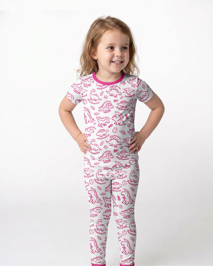 Dinosaur Park Bamboo Two Piece Short Sleeve Pajama Set