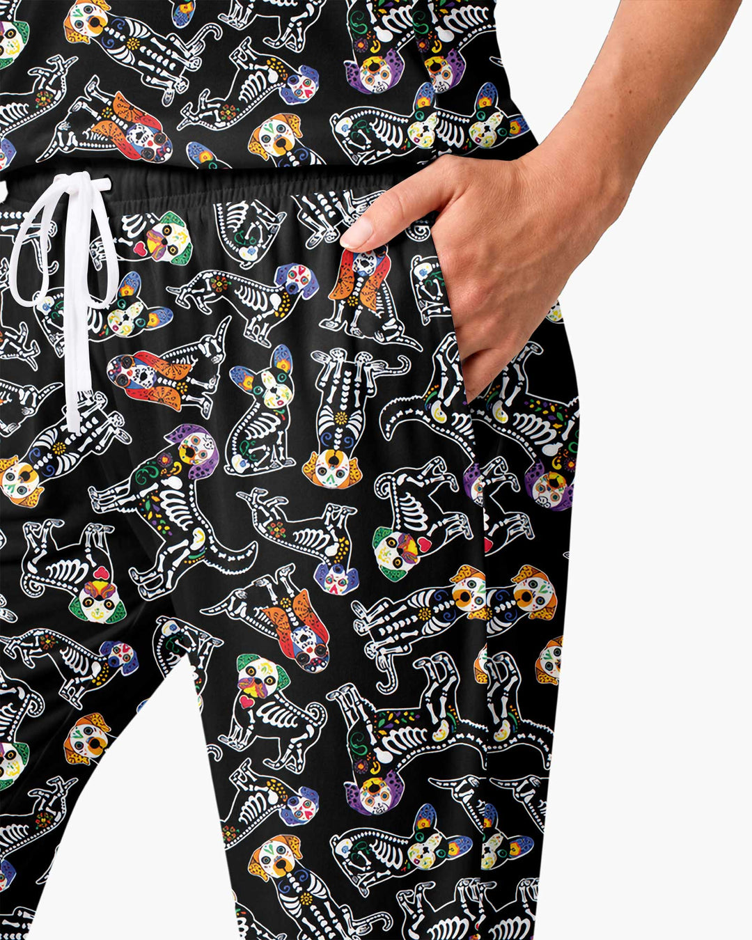 Dia De Los Muertos Doggie Bamboo Women Pajama Set