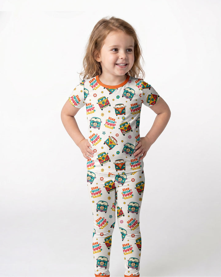 Stay Wild Flower Child Bamboo Two Piece Short Sleeve Pajama Set