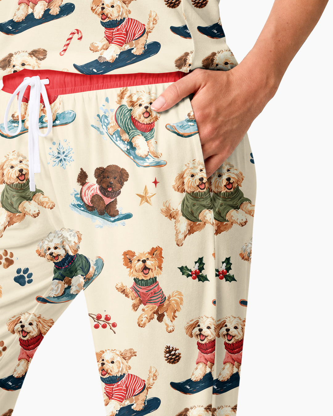 Snowboarding Dogs Bamboo Women Pajama Set