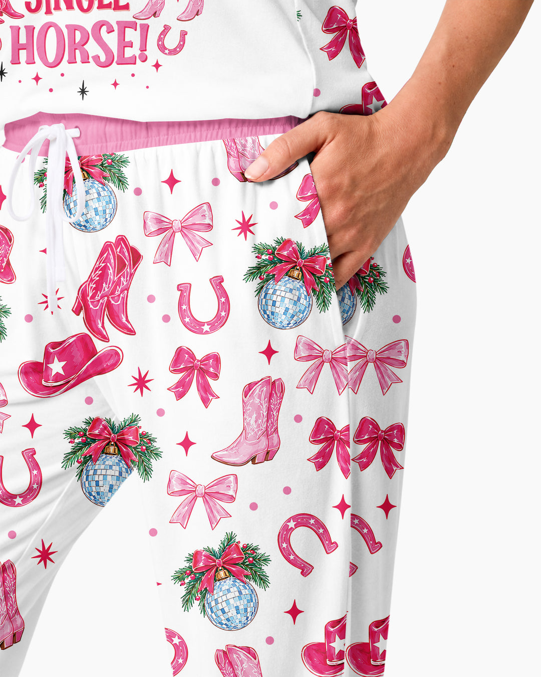 Western Christmas Giddy-up Jingle Horse Bamboo Women Pajama Set
