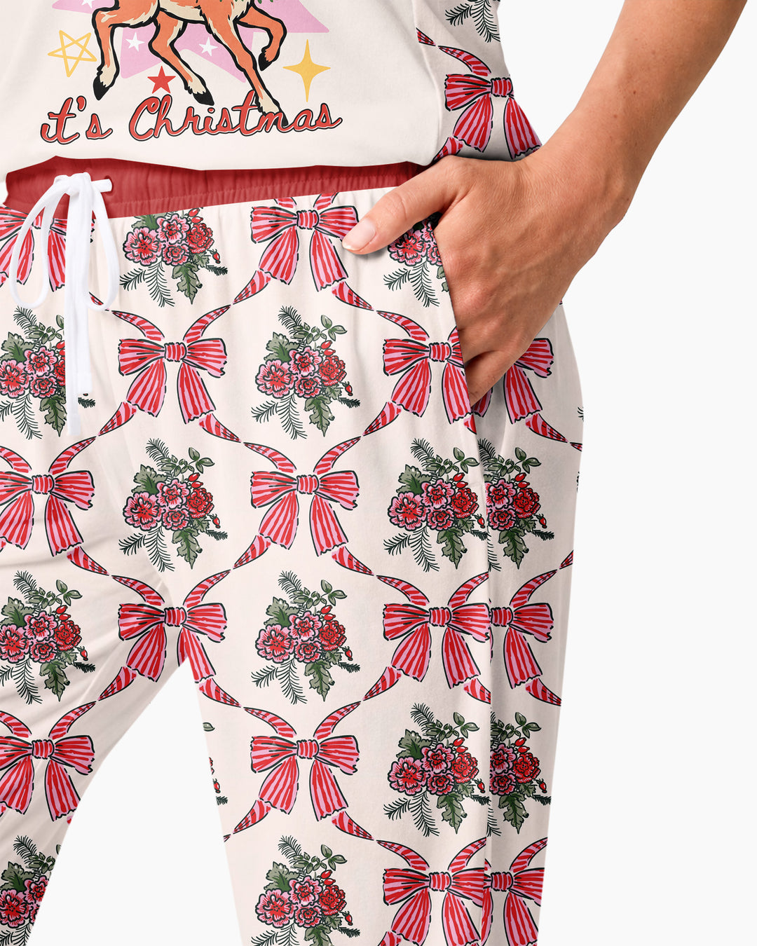 Vintage Oh Deer Christmas Bamboo Women Pajama Set