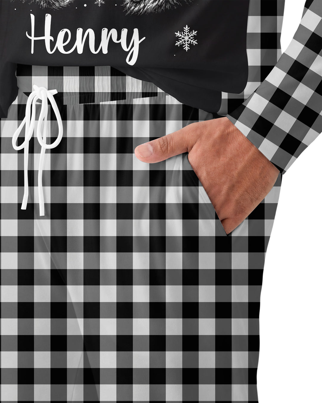 Custom Name Santa's Favorite Buffalo Plaid Bamboo Men's Pajama Set