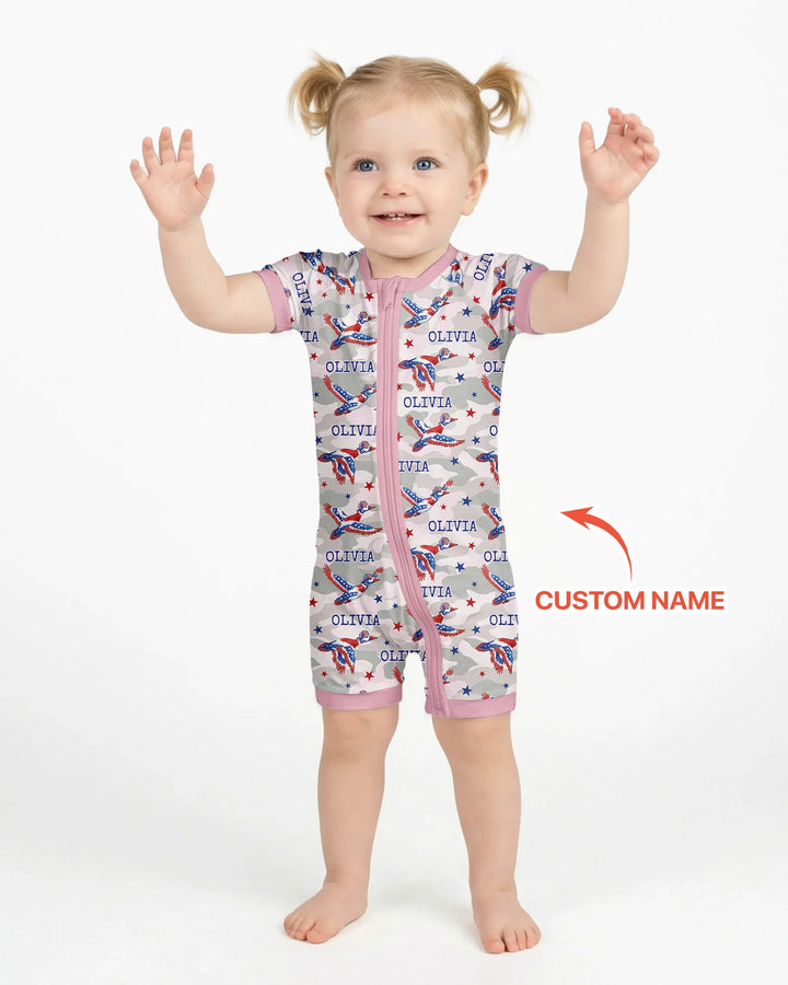 Custom Name America Mallard Duck Family Matching Bamboo Shorty Zippy