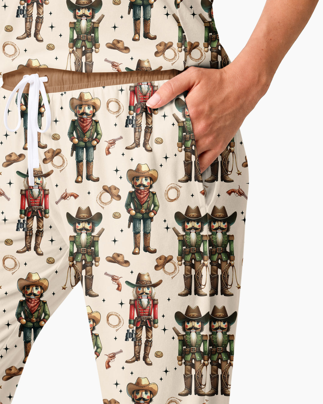 Western Christmas Cowboy Nutcracker Bamboo Women Pajama Set