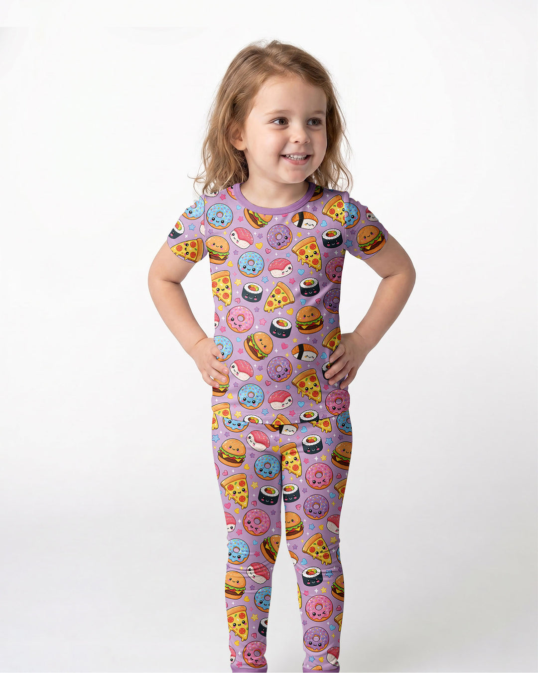 Kawaii Snack Party Bamboo Two Piece Short Sleeve Pajama Set