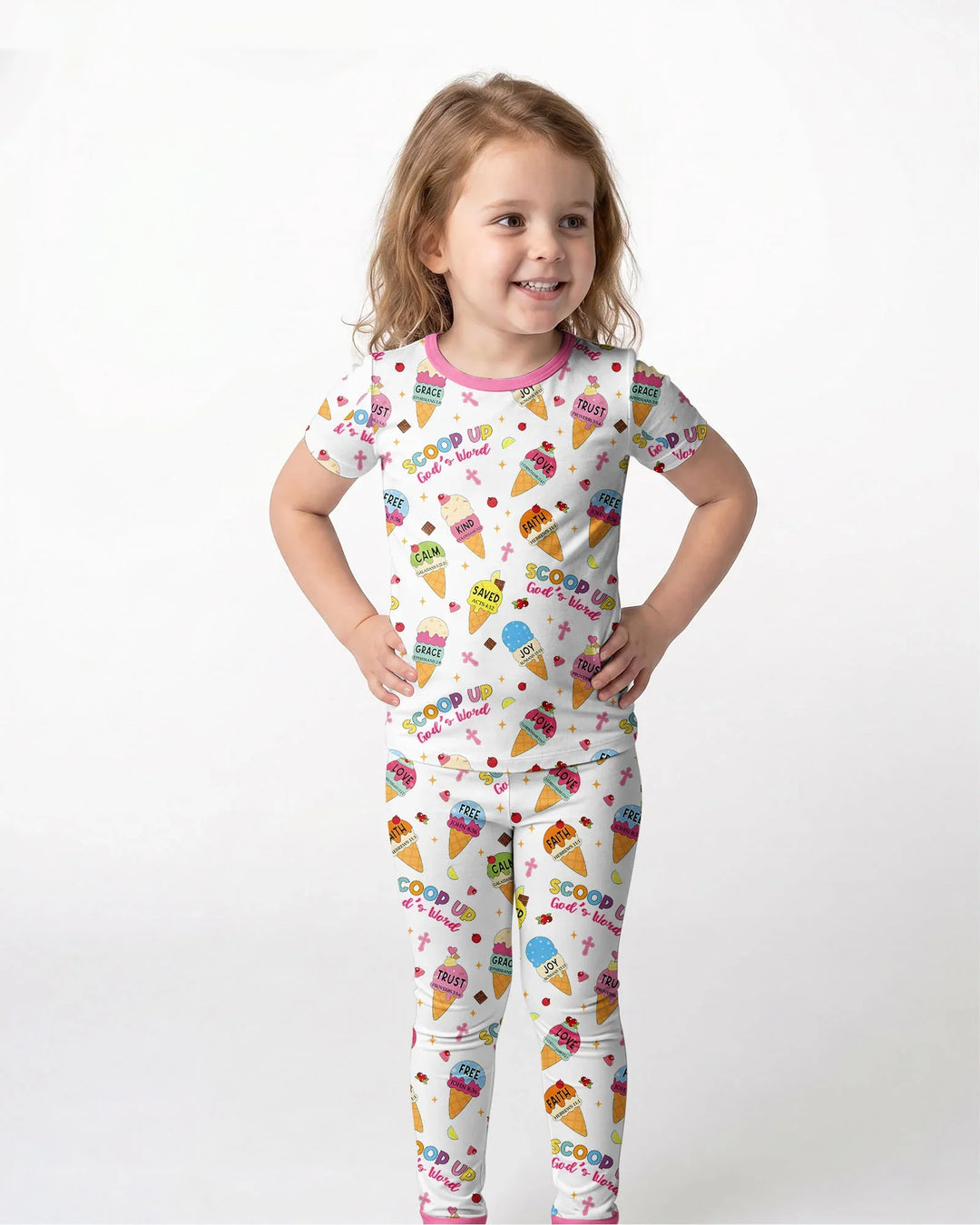 Ice Cream Summer Christian Bamboo Two Piece Short Sleeve Pajama Set