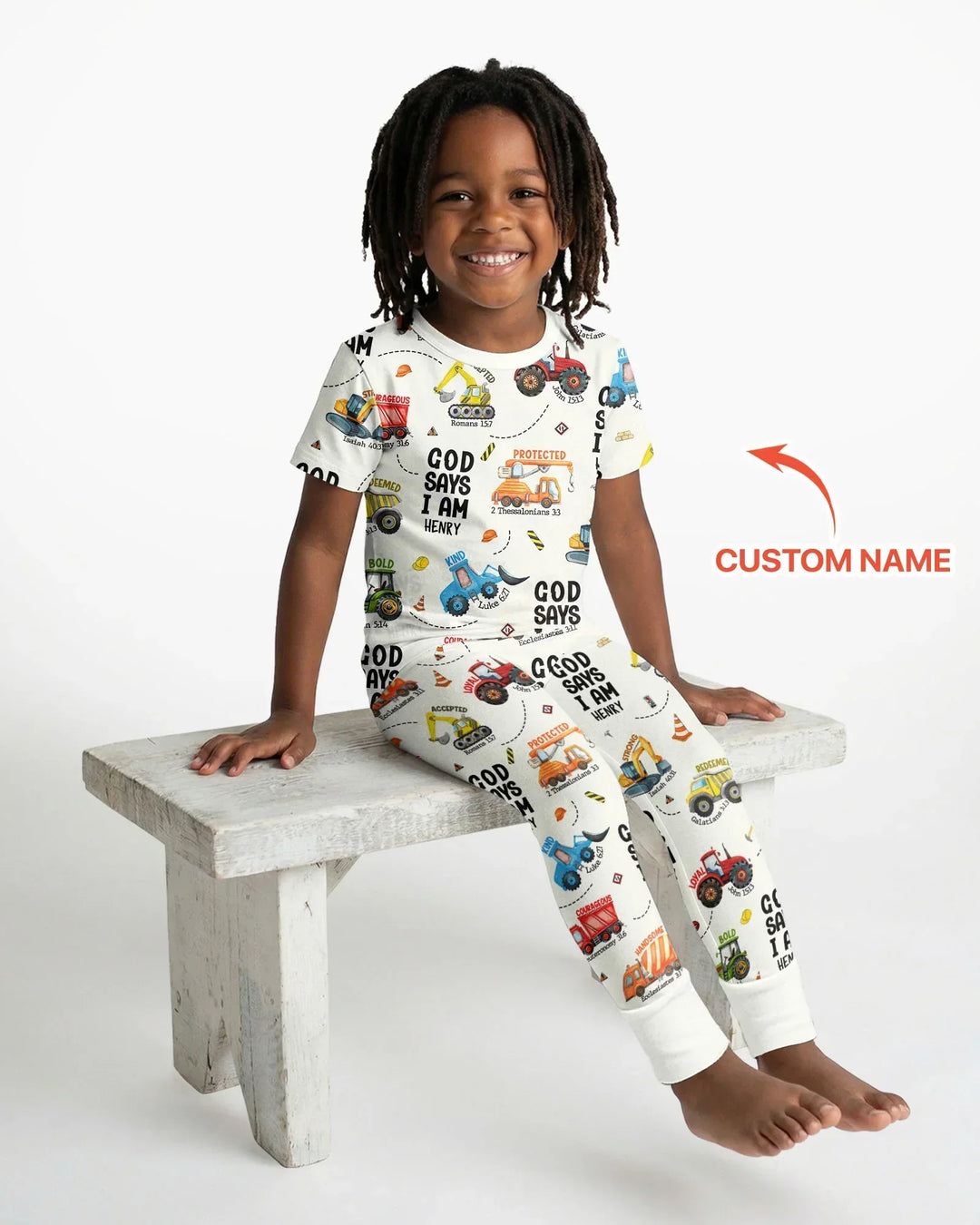 Custom Name God Says I Am Boy Bamboo Two Piece Short Sleeve Pyjamas Set