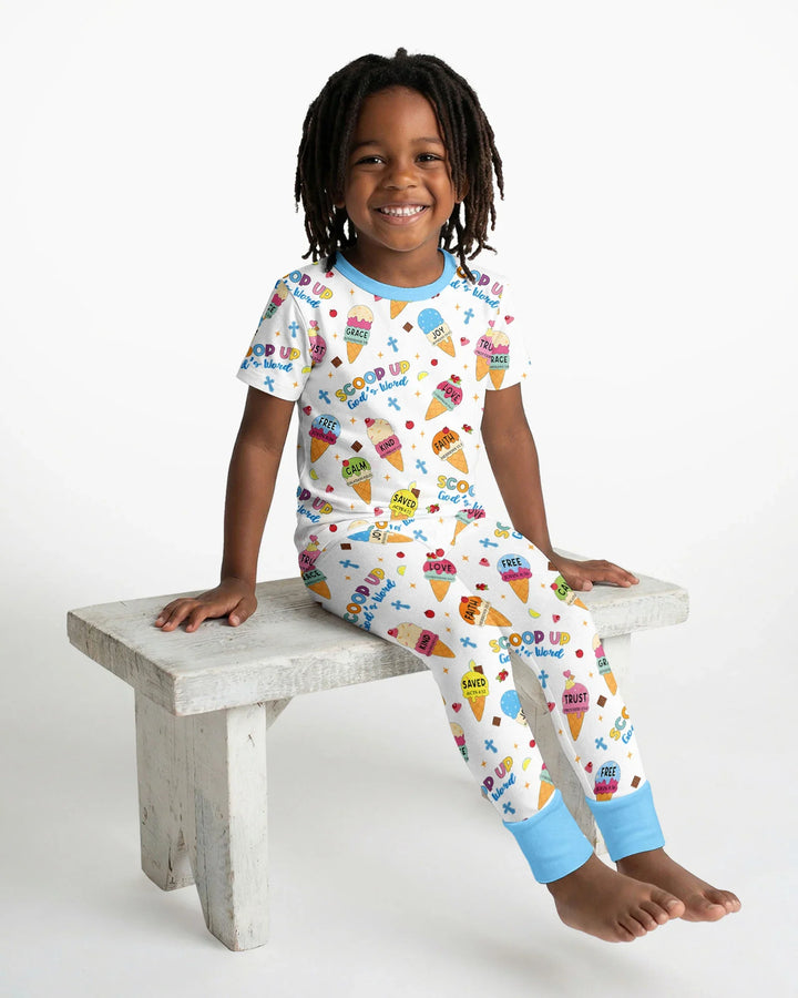 Ice Cream Summer Christian Bamboo Two Piece Short Sleeve Pajama Set