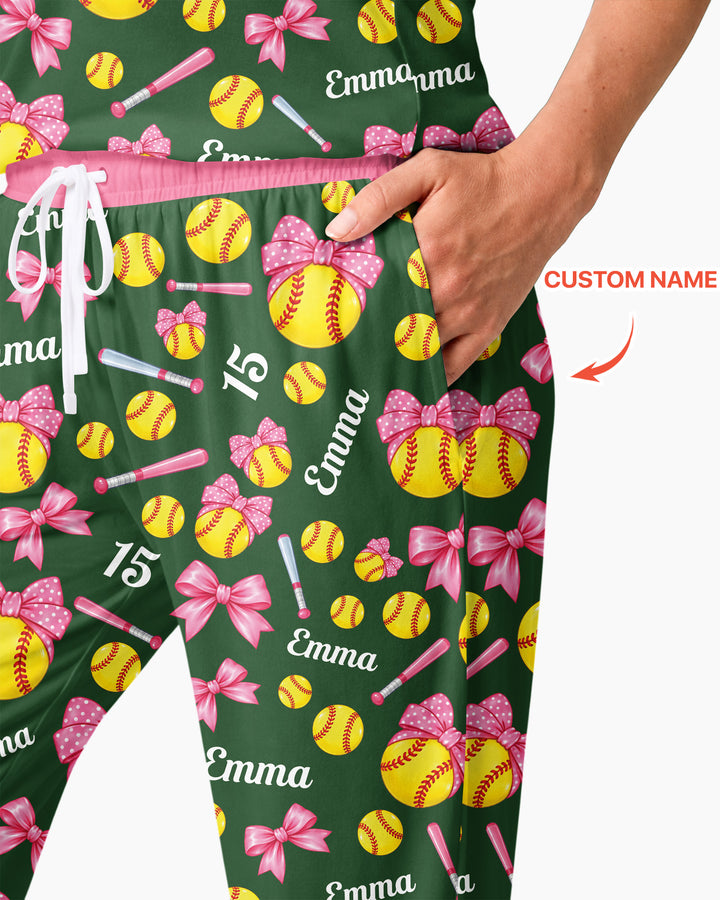 Little Softball Star Bamboo Women Pajama Set