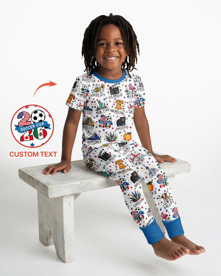 2026 Soccer Cup Host Citties Bamboo Two Piece Short Sleeve Pajama Set