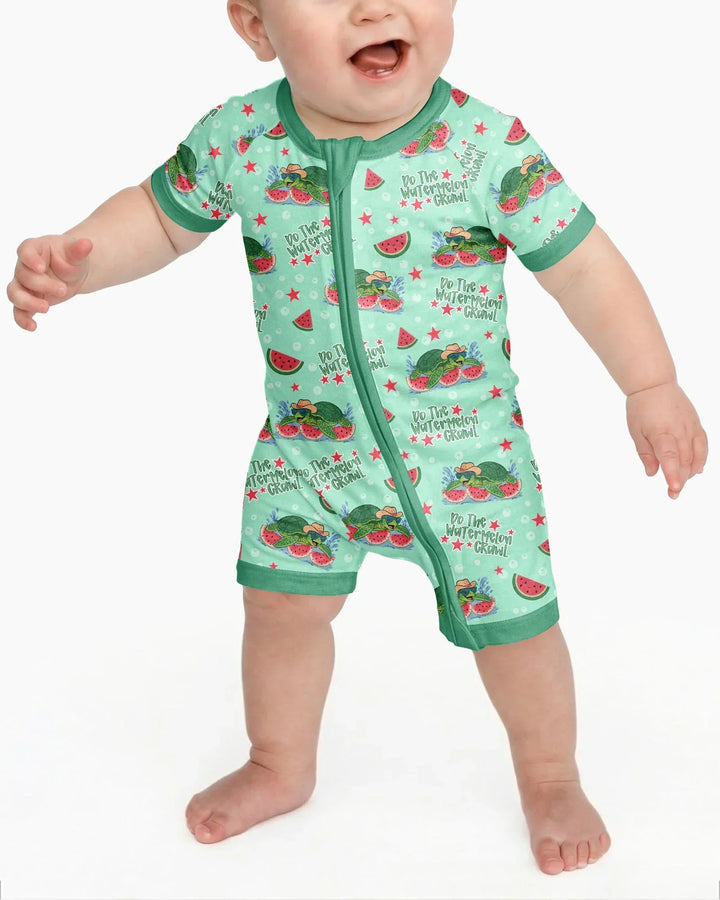 Watermelon Turtle Family Matching Bamboo Shorty Zippy