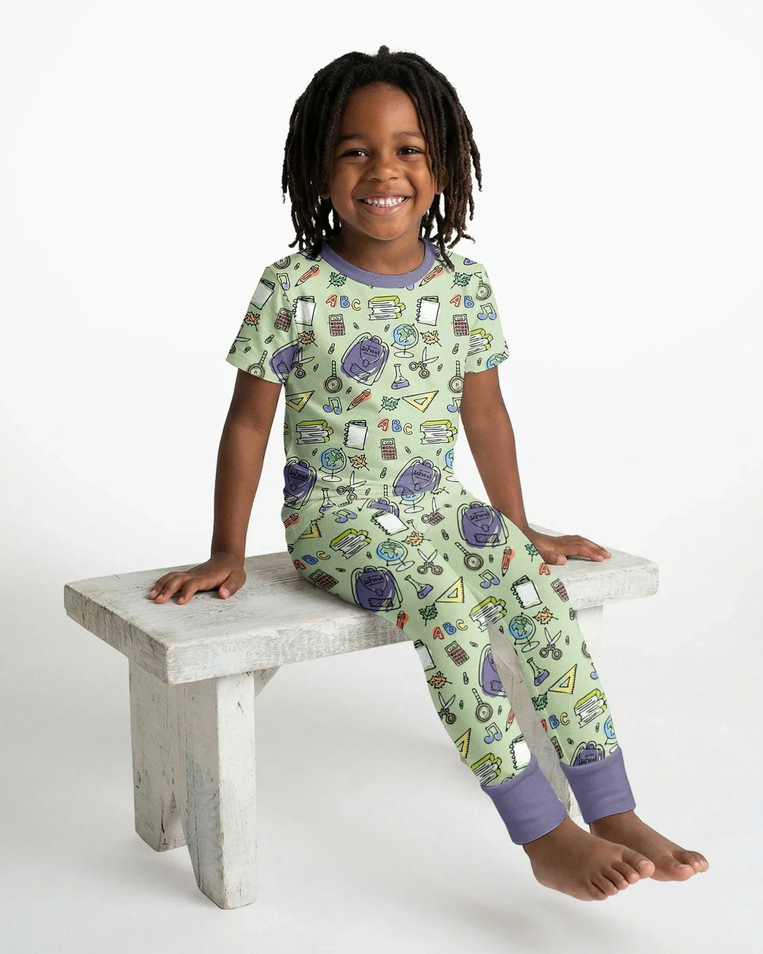 Doodle School Days Bamboo Two Piece Short Sleeve Pajama Set