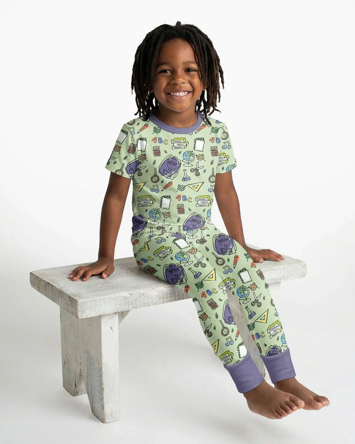 Doodle School Days Bamboo Two Piece Short Sleeve Pajama Set