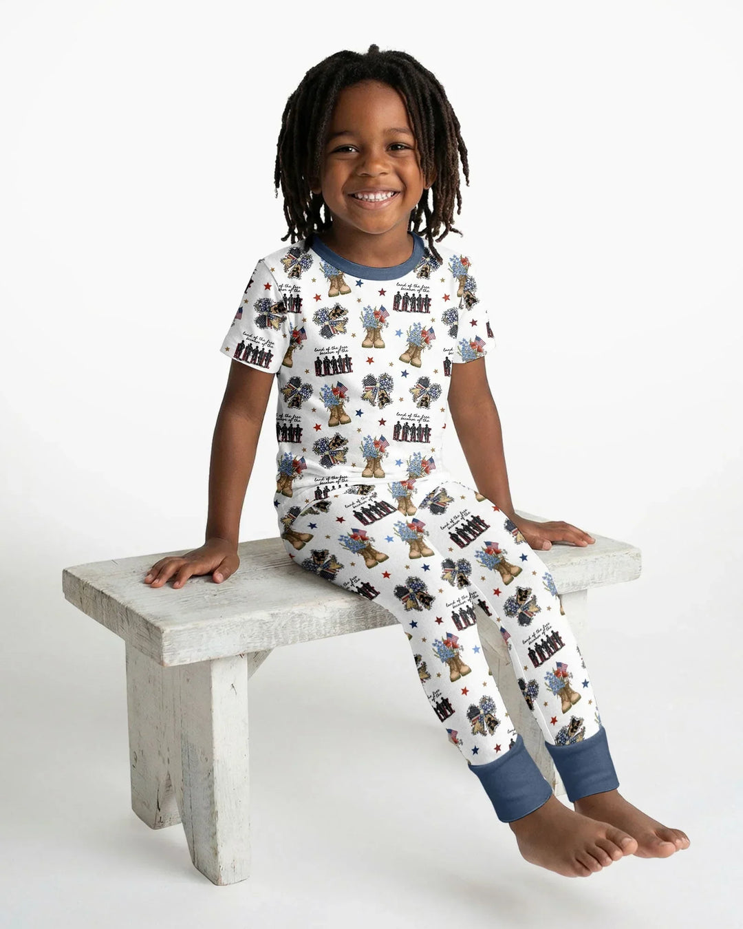 Honor the Brave Family Matching Bamboo Two Piece Short Sleeve Pajama Set