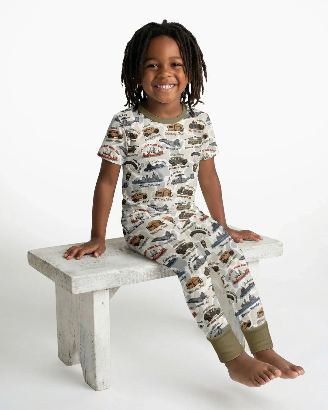 Little Hero Military Family Matching Bamboo Two Piece Short Sleeve Pajama Set
