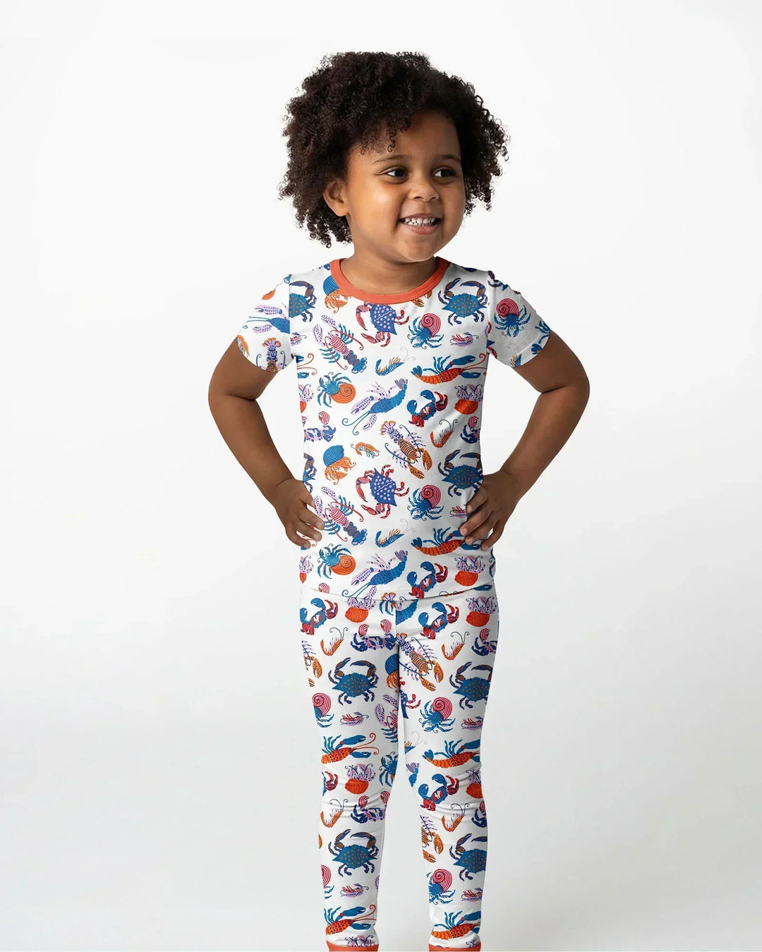 Crustacean Nation Family Matching Bamboo Two Piece Short Sleeve Pajama Set