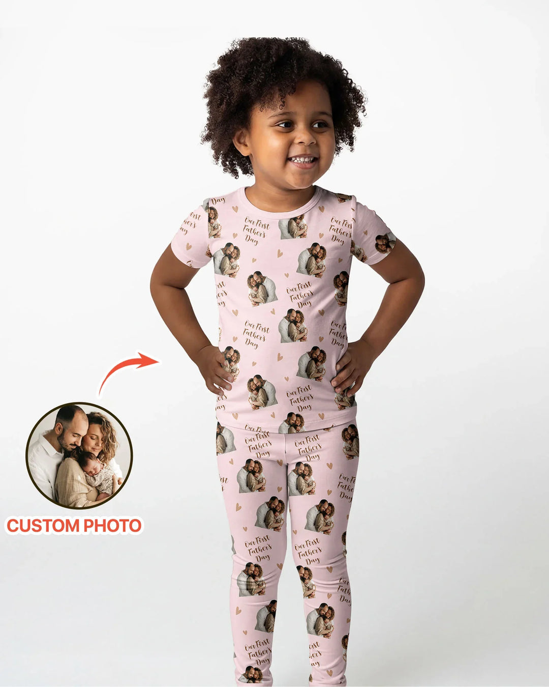 Custom Photo Our First as Parents Bamboo Two Piece Short Sleeve Pajama Set