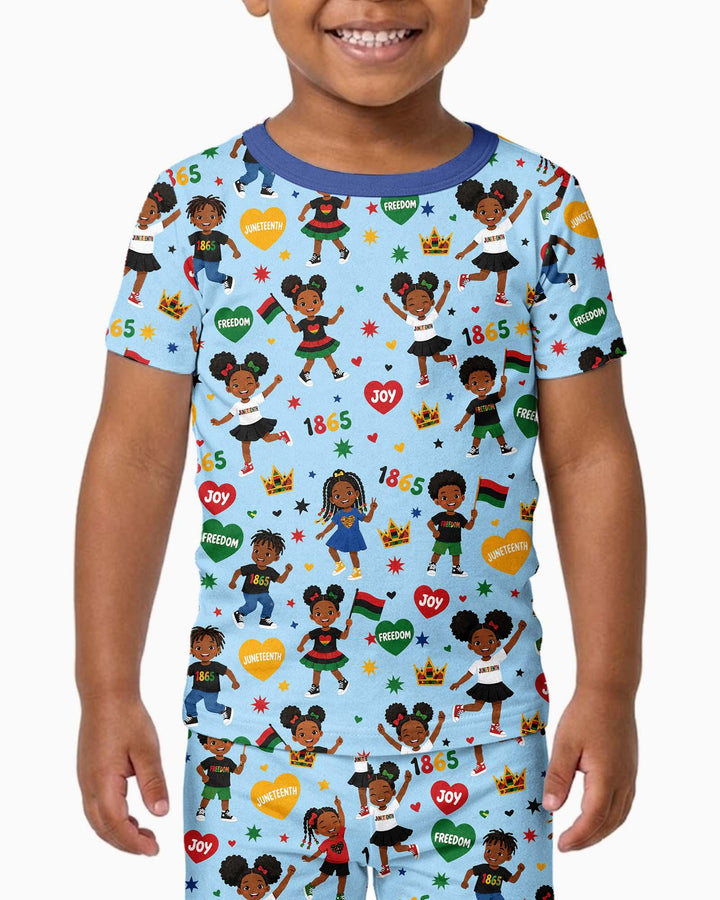Celebrate Juneteenth Freedom Bamboo Two Piece Short Sleeve Pajama Set