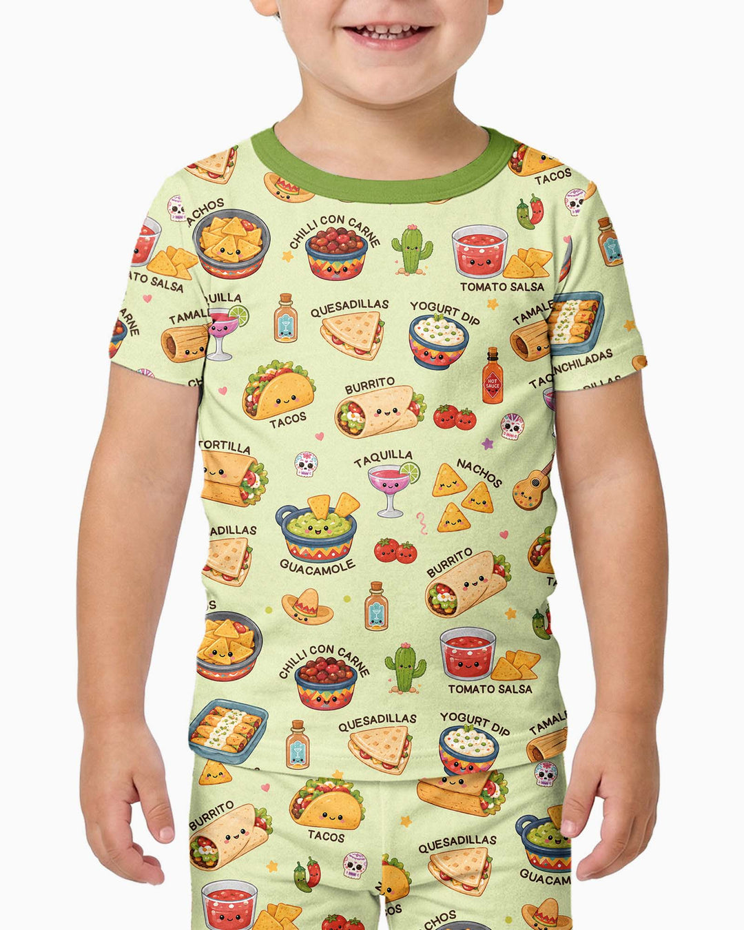 Kawaii Mexican Food Bamboo Two Piece Short Sleeve Pajama Set