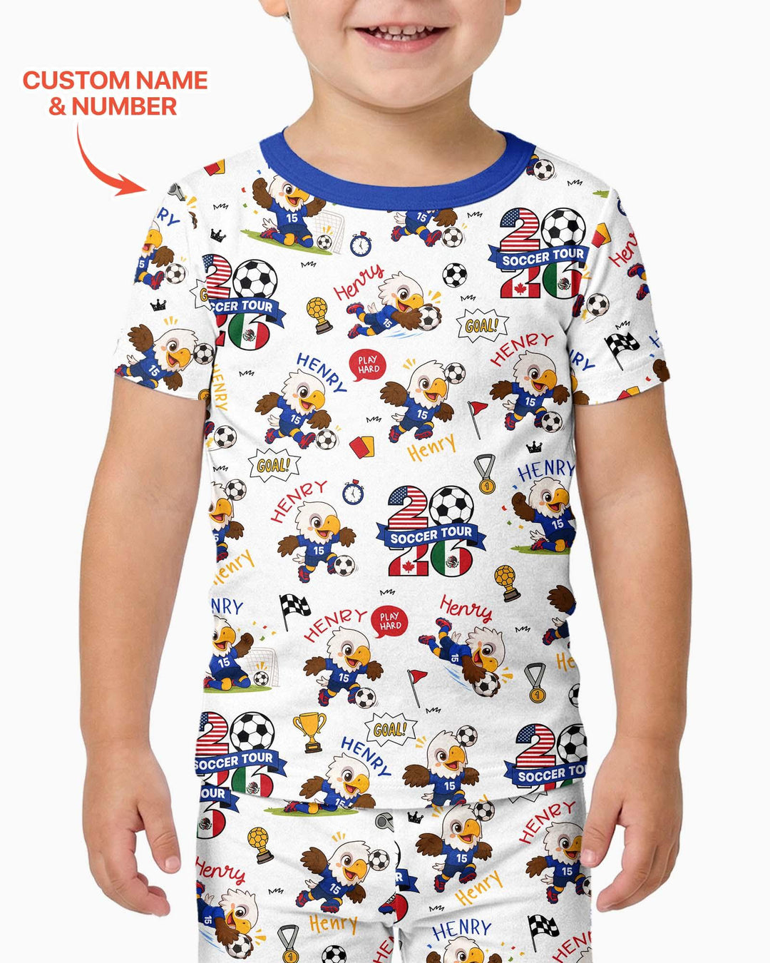 USA We Are Champions Soccer Tour 2026 Bamboo Two Piece Short Sleeve Pajama Set