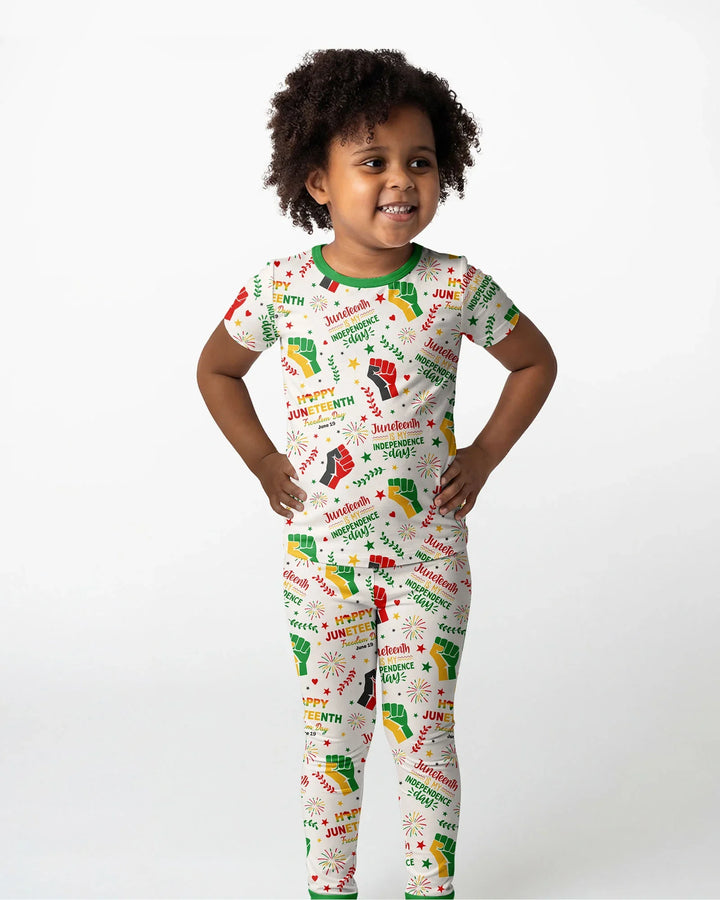 Happy Juneteenth Freedom Day Bamboo Two Piece Short Sleeve Pajama Set