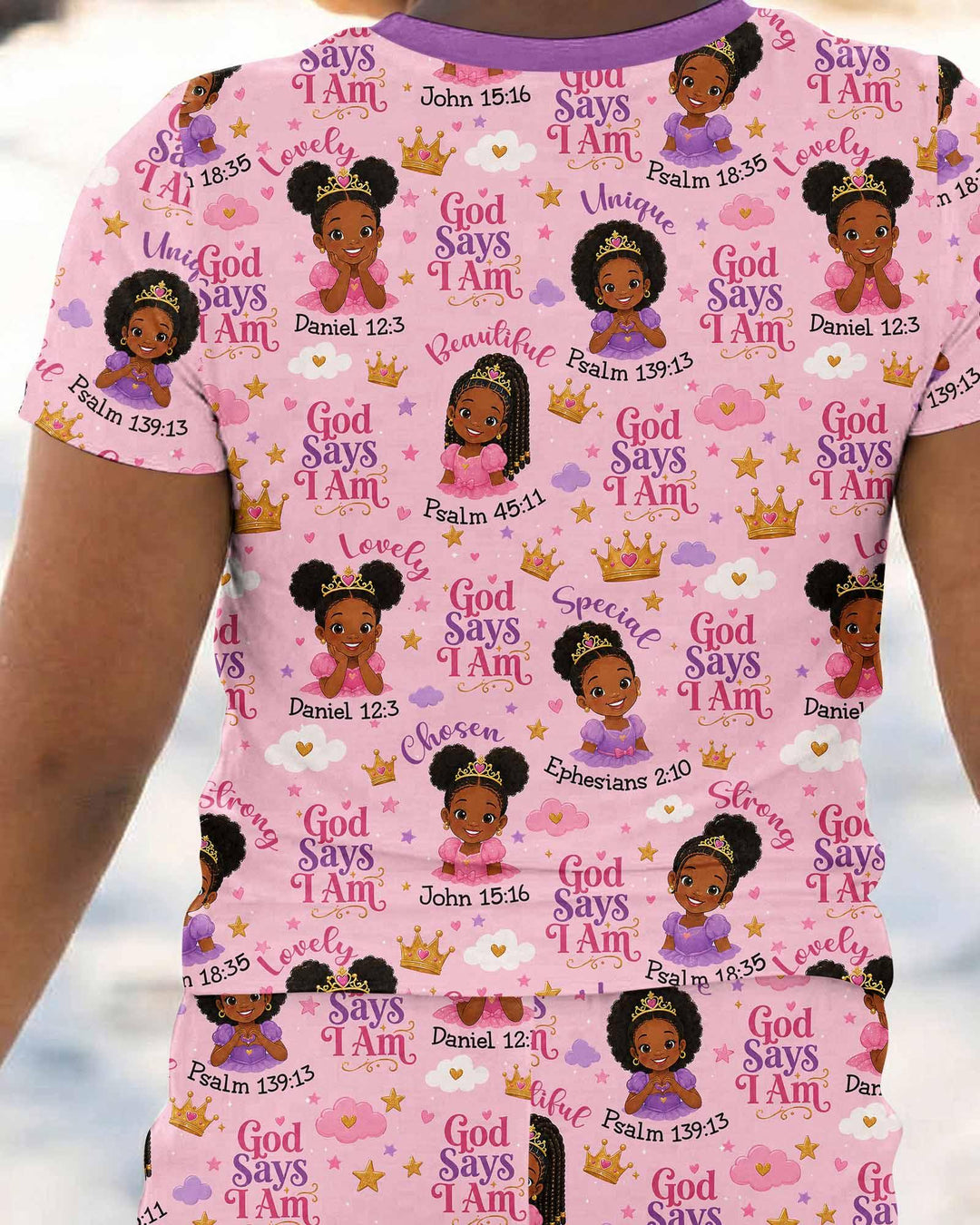 Black Princess God Says I Am Bamboo Two Piece Short Sleeve Pajama Set