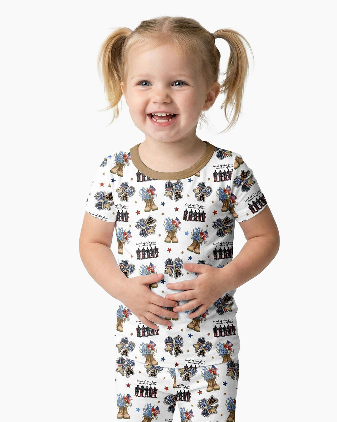 Honor the Brave Family Matching Bamboo Two Piece Short Sleeve Pajama Set