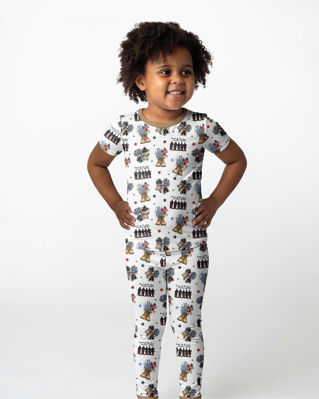 Honor the Brave Family Matching Bamboo Two Piece Short Sleeve Pajama Set