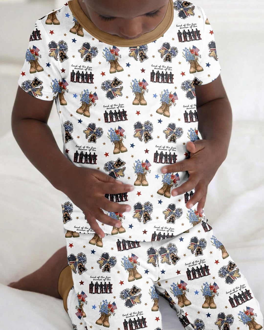 Honor the Brave Family Matching Bamboo Two Piece Short Sleeve Pajama Set