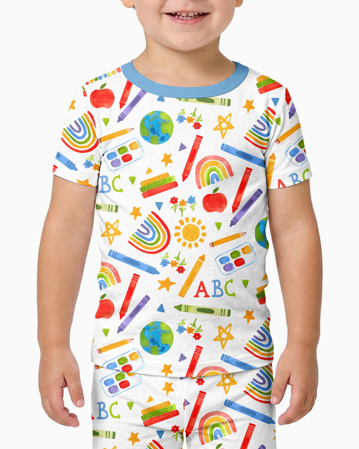 School Scribbles Bamboo Two Piece Short Sleeve Pajama Set