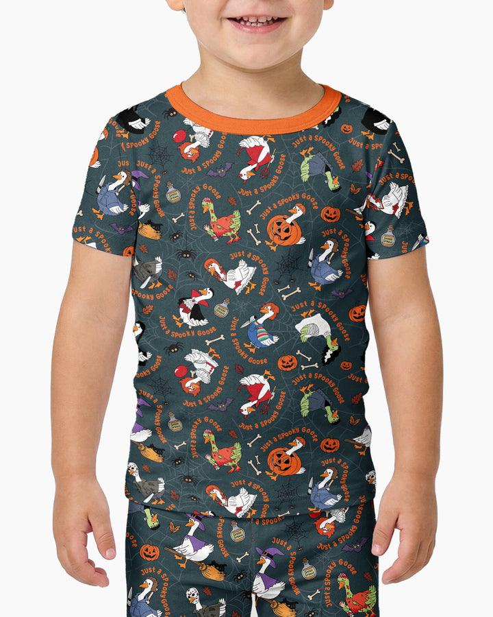 Just A Spooky Goose Family Matching Bamboo Two Piece Short Sleeve Pajama Set