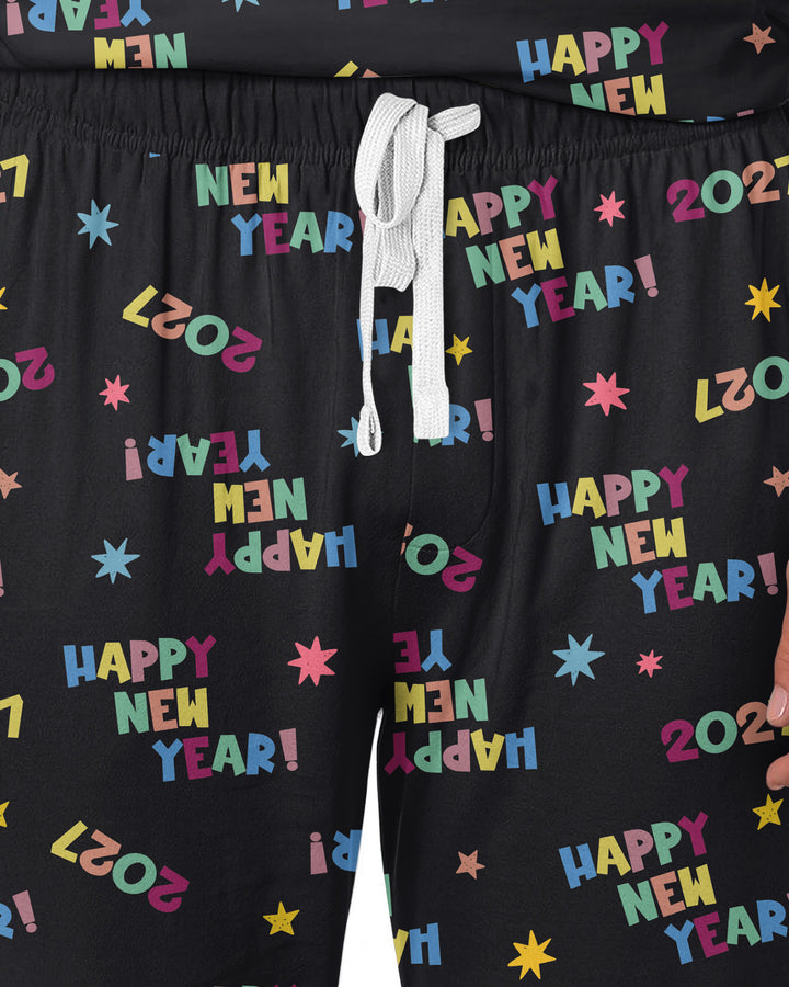 Retro Happy New Year 2027 Bamboo Men's Pajama Set