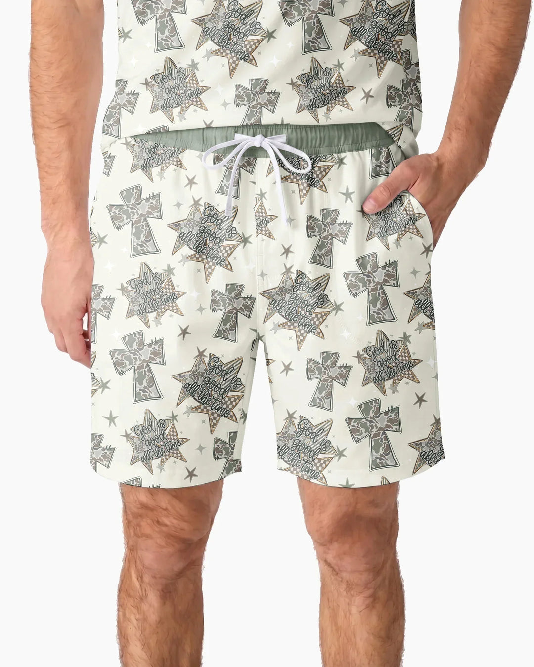 Camo God is Good Family Matching Bamboo Men Short Sleeve Short Pajama Set