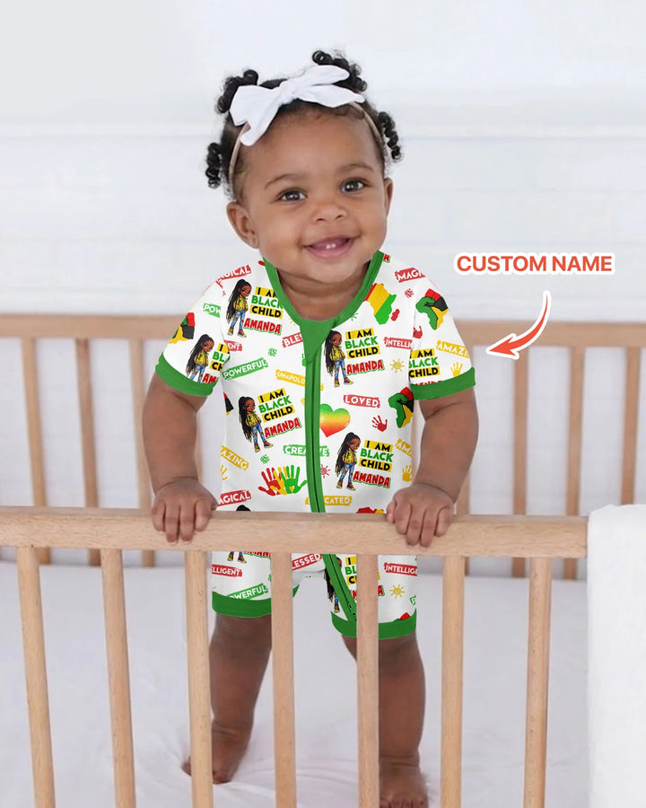 Custom Name I Am Black Child Magical Bamboo Shorty Zippy