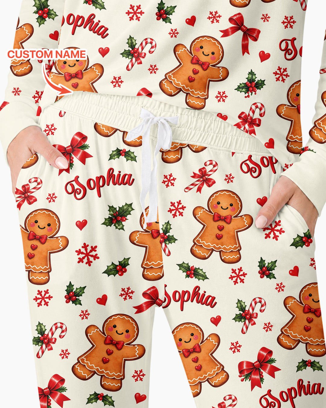 Custom Name Gingerbread Bamboo Women Pajama Set
