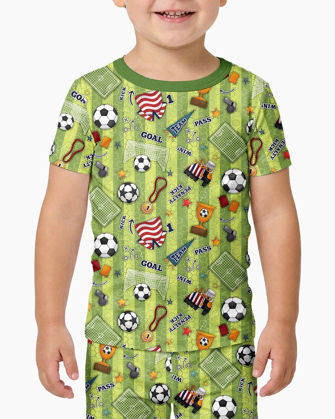 I Love Sports Soccer Bamboo Two Piece Short Sleeve Pajama Set