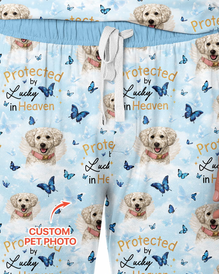 Custom Pet Photo Protected By Heaven Family Bamboo Men's Pajama Set