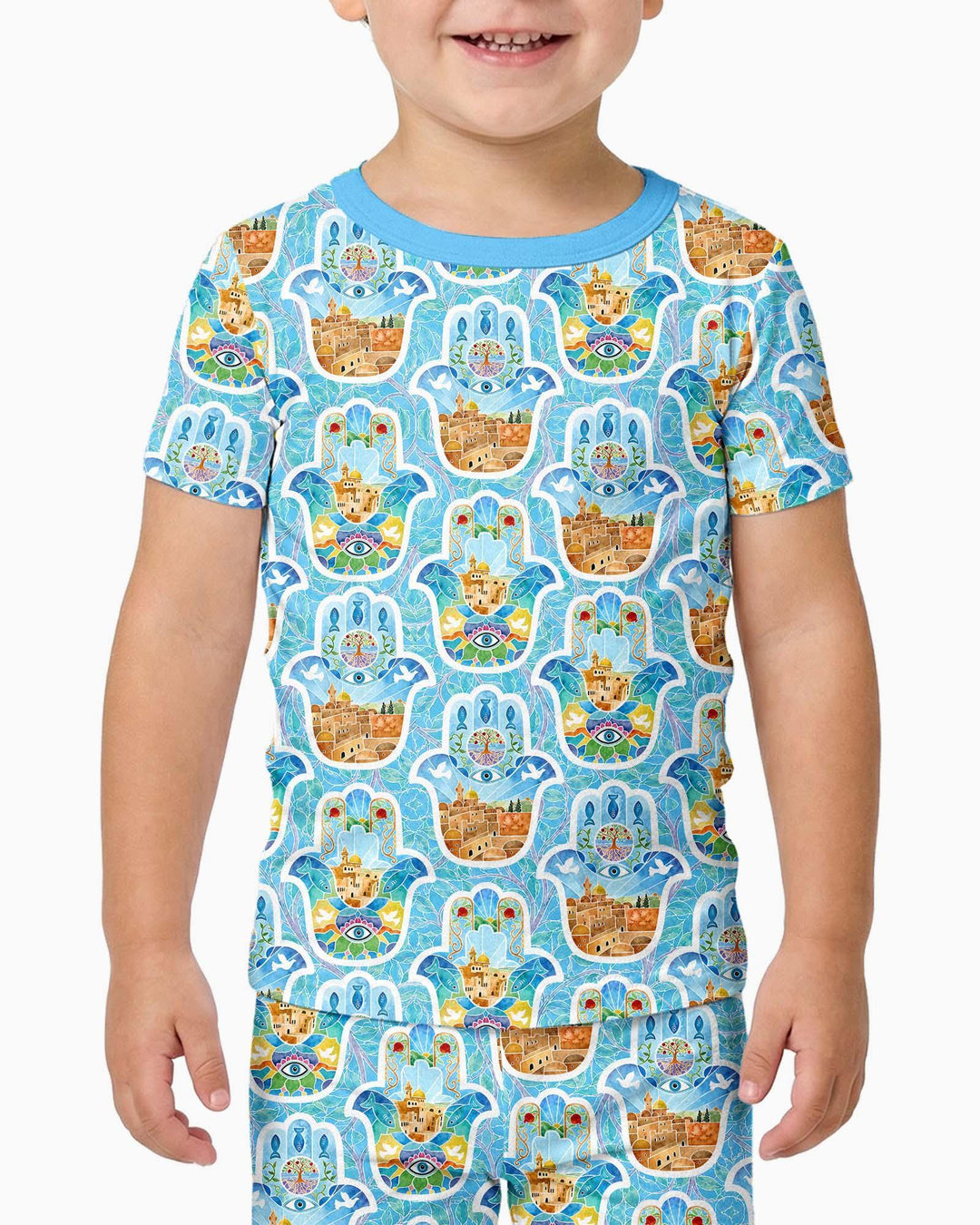 Hamsa Hand Bamboo Two Piece Short Sleeve Pajama Set