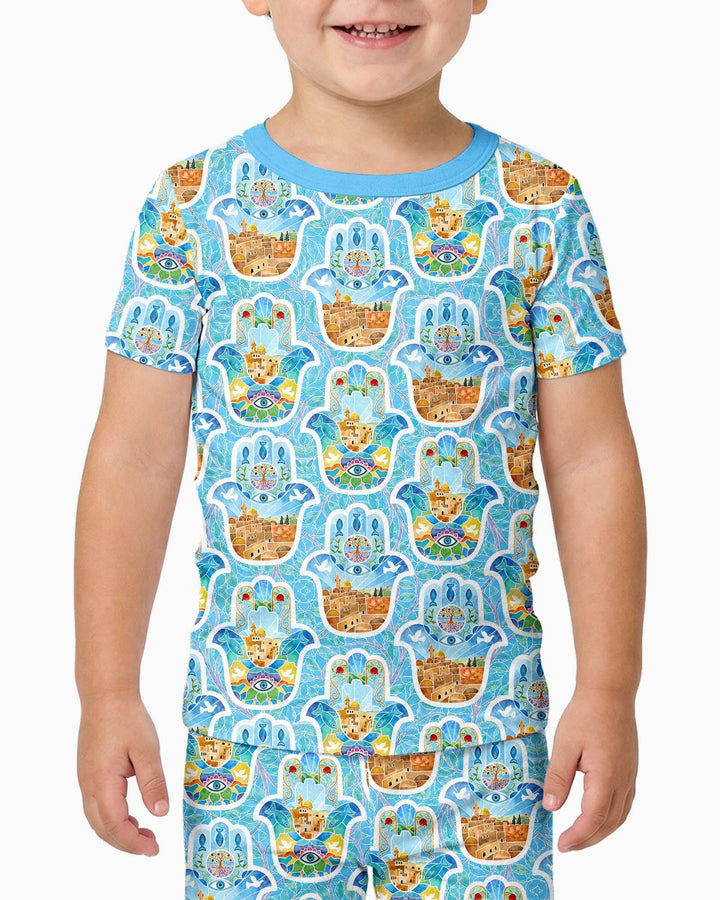 Hamsa Hand Bamboo Two Piece Short Sleeve Pajama Set