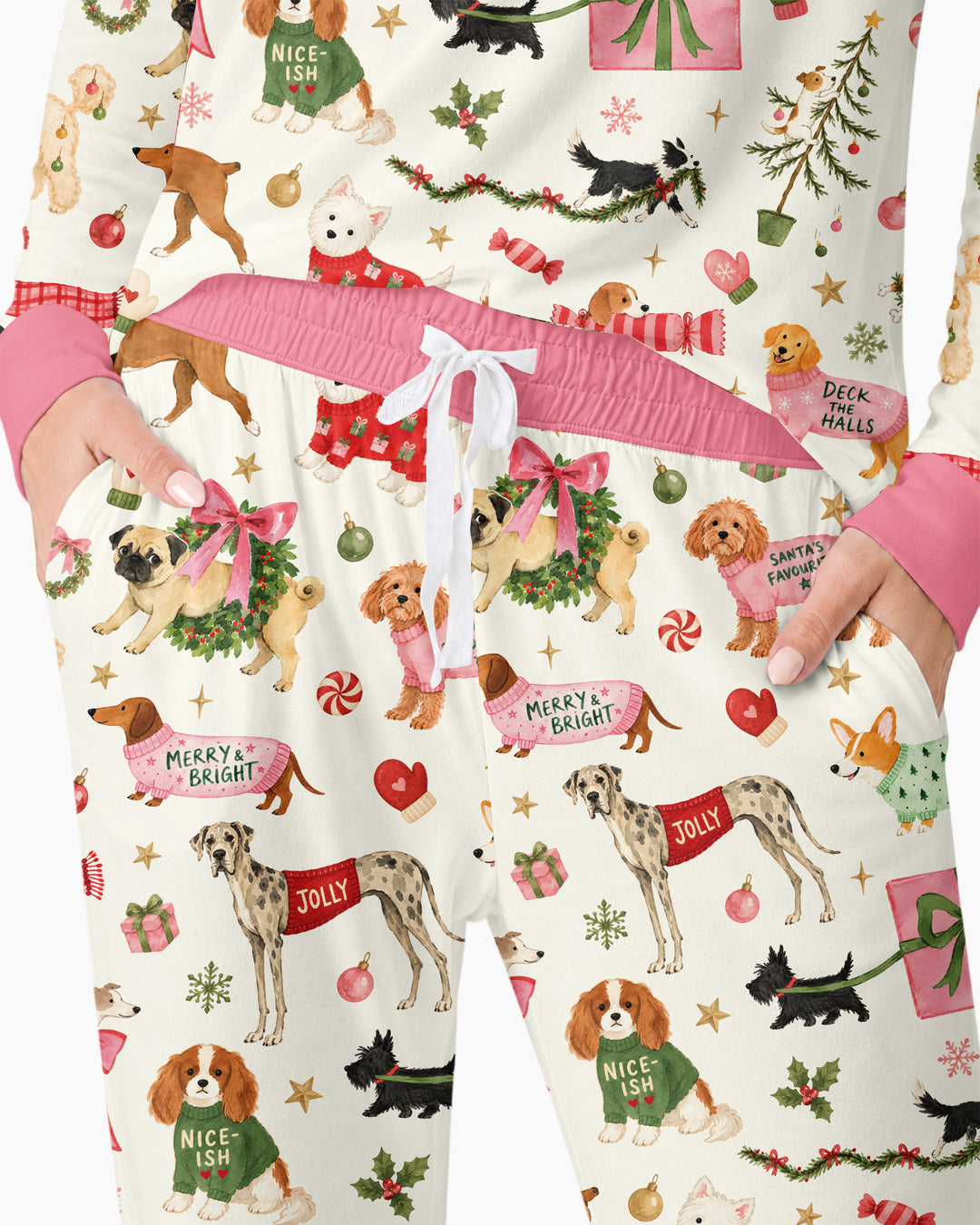 Festive Dog Merry Woofmas Bamboo Women Pajama Set