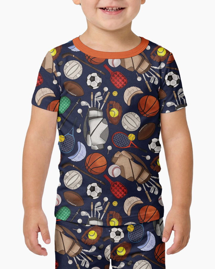 Sports Equipment Bamboo Two Piece Short Sleeve Pajama Set