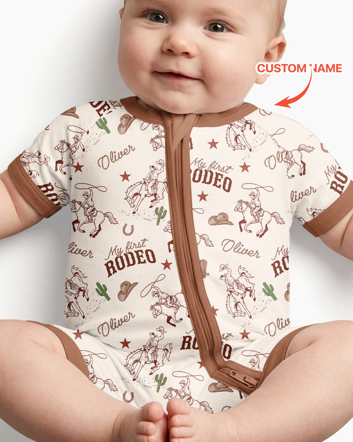 Custom Name First Rodeo Family Matching Bamboo Shorty Zippy