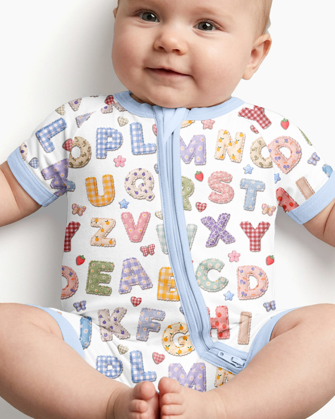 Fabric Alphabet Letters Bamboo Shorty Zippy