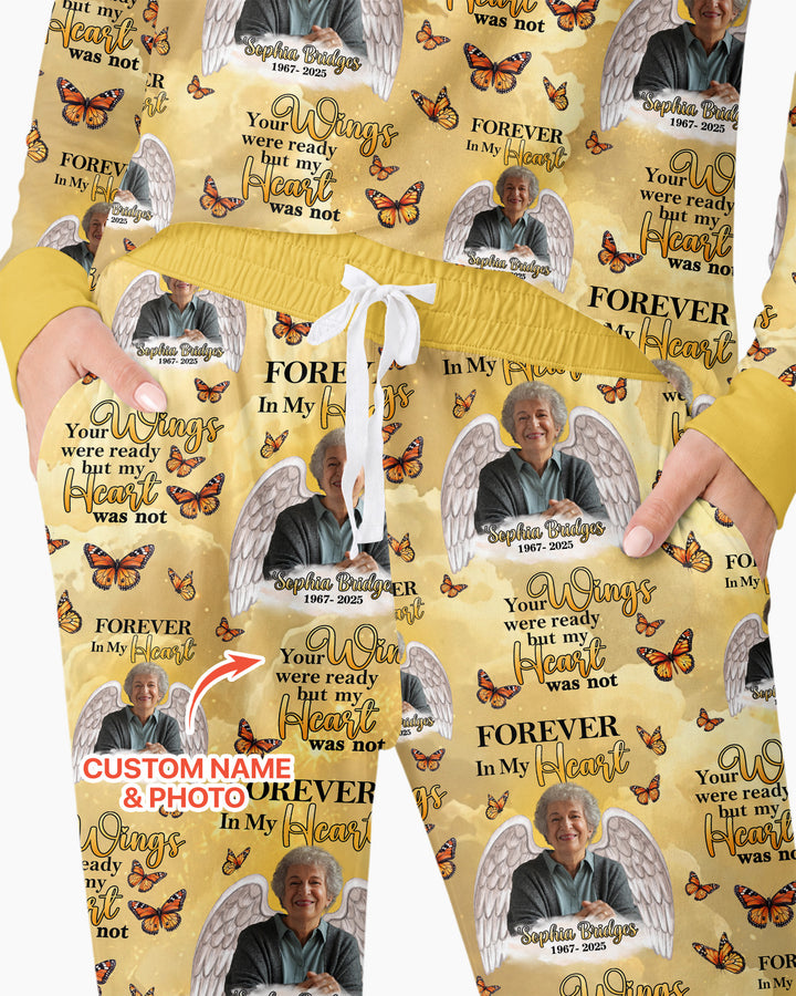 Custom Photo Forever In My Heart Family Matching Bamboo Women Pajama Set