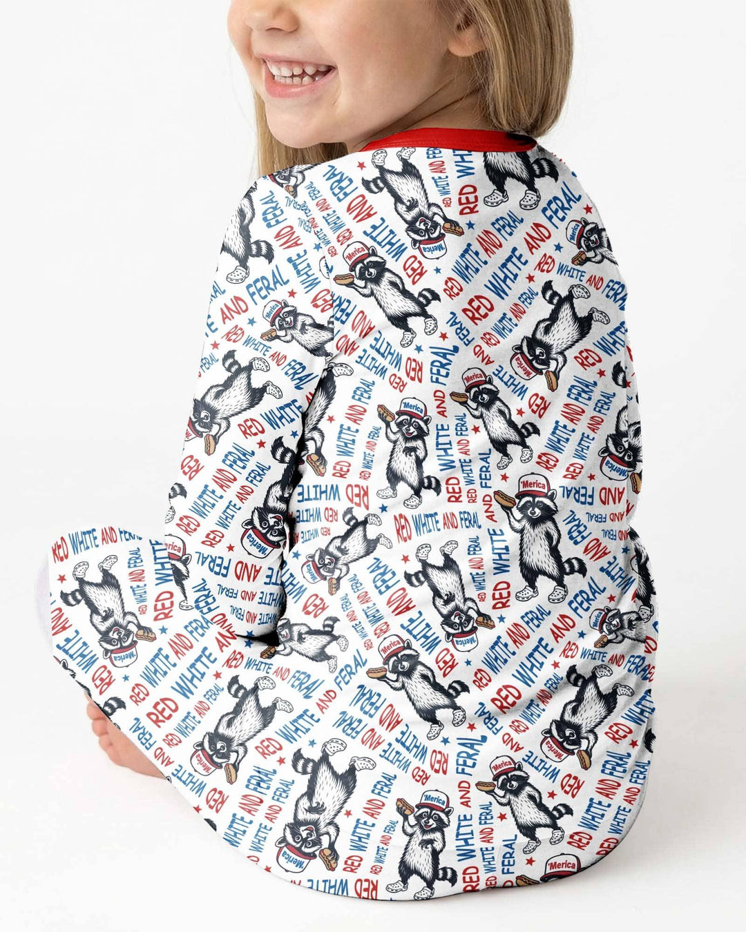Red White and Feral Bamboo Two Piece Long Sleeve Pajama Set